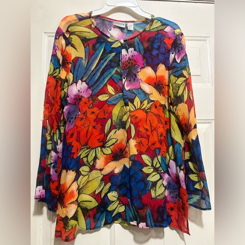 Chico’s  100% silk Multicolor Floral Women's Top